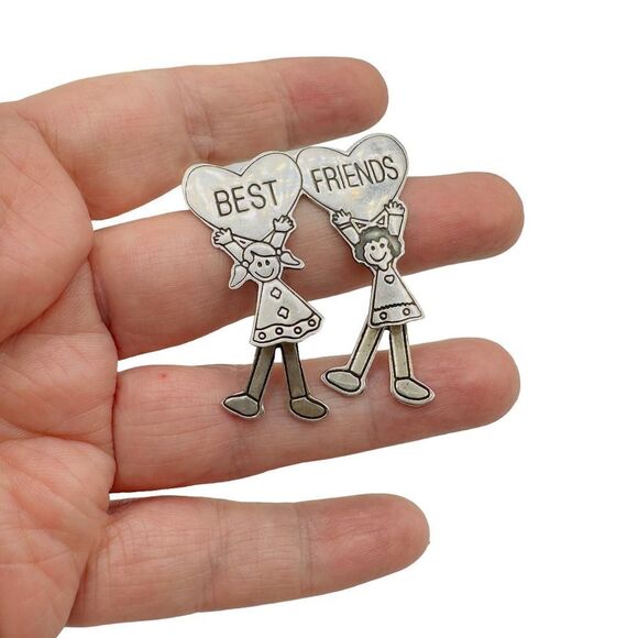 Vintage Best Friends Sterling Silver Mexican Pin - Picture 1 of 7